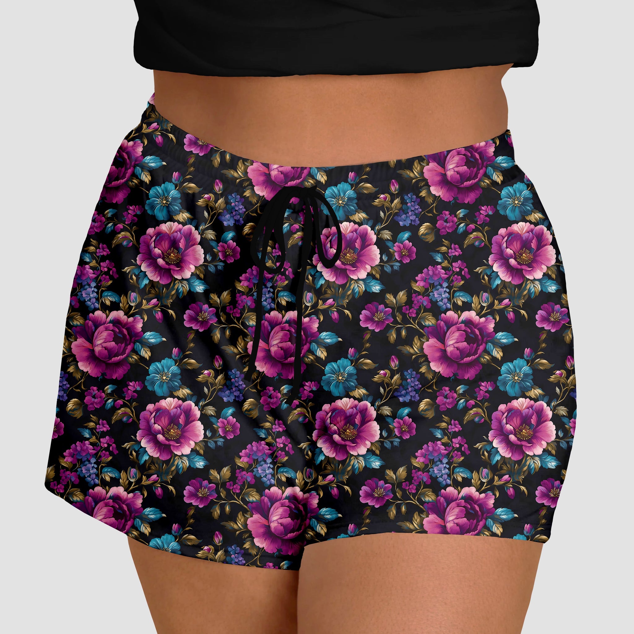 RTS - Purple and Blue Floral Jogger Shorts