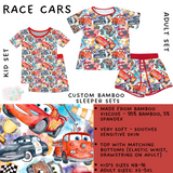 Ready To Ship - Race Cars Adult Bamboo Short Sleeper Set - M