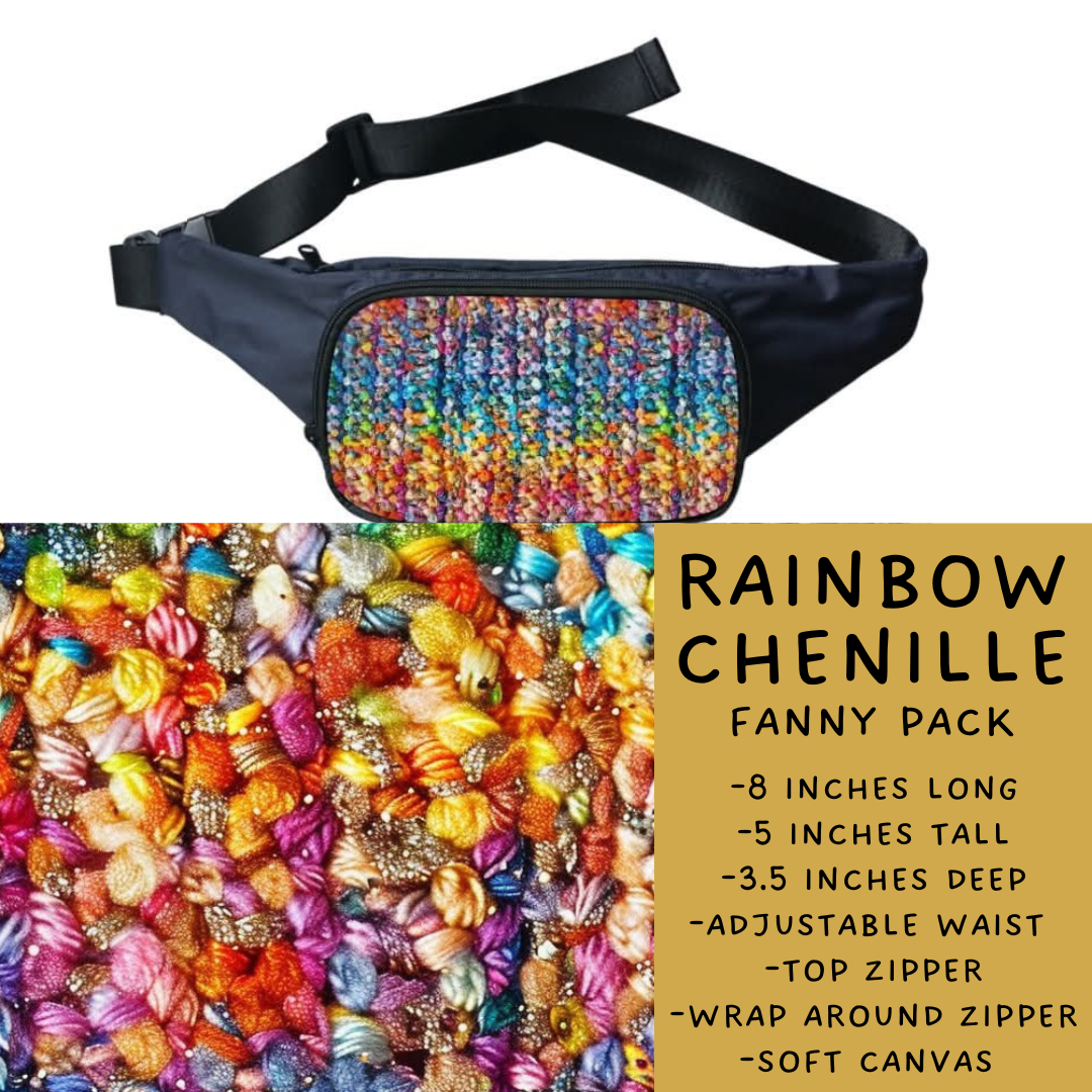 Batch #276 - Fanny Packs & Drawstring Backpacks - Closes 1/24 - ETA late March - Rainbow Chenille Fanny Pack