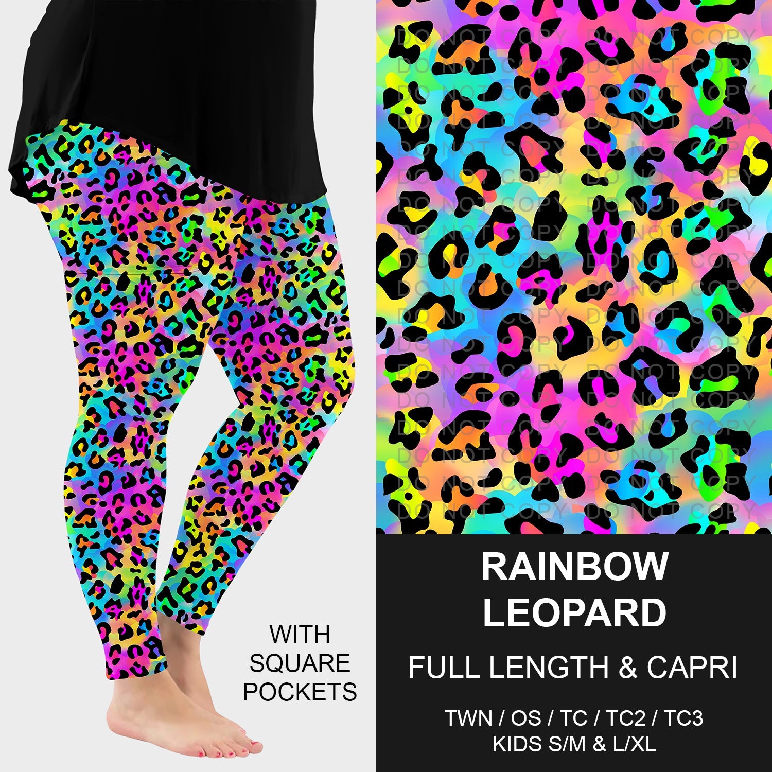 B228 - Preorder Rainbow Leopard Leggings w/ Pockets (Closes 5/11. ETA: late July)