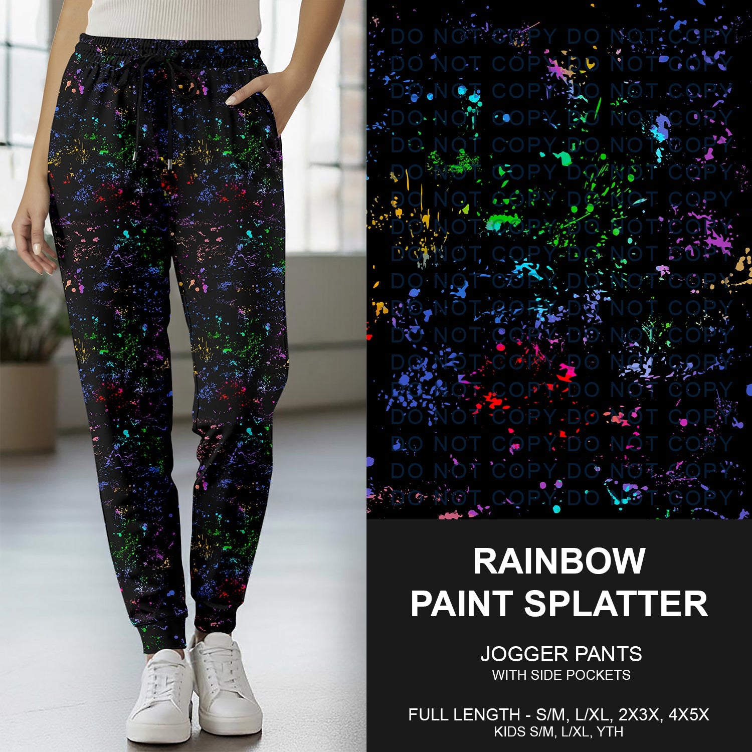 B269 - Preorder Rainbow Paint Splatter Joggers (Closes 12/28. ETA early March)