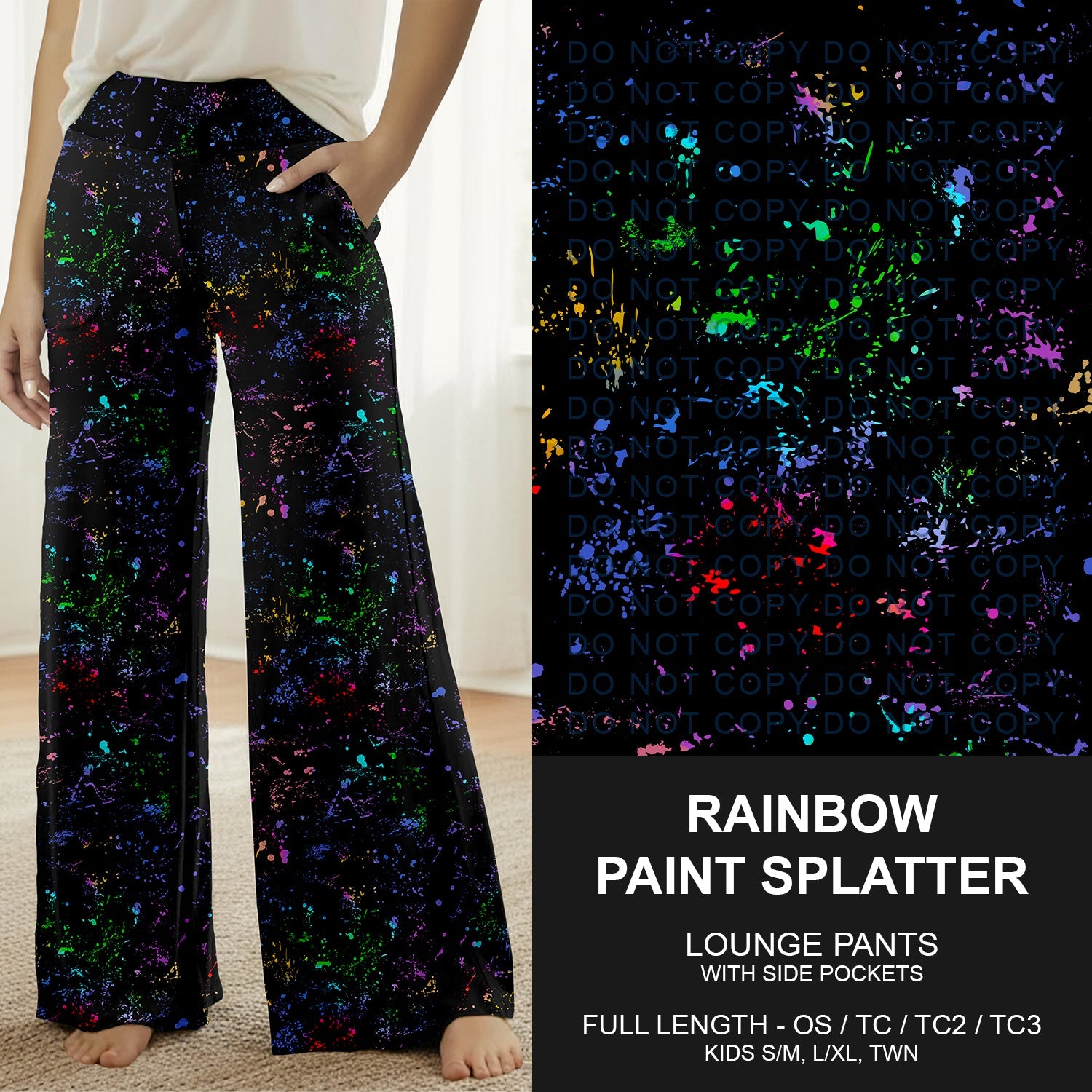 B269 - Preorder Rainbow Paint Splatter Lounge Pants (Closes 12/28. ETA early March)