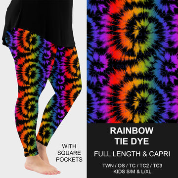 B269 - Preorder Rainbow Tie Dye Leggings w/ Pockets (Closes 12/28. ETA: early March)