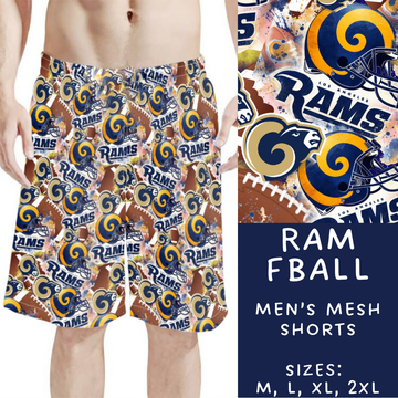 Batch #211 - Men's Shorts - Closes 10/7 - ETA mid/late Nov - Ram Fball Men's Shorts