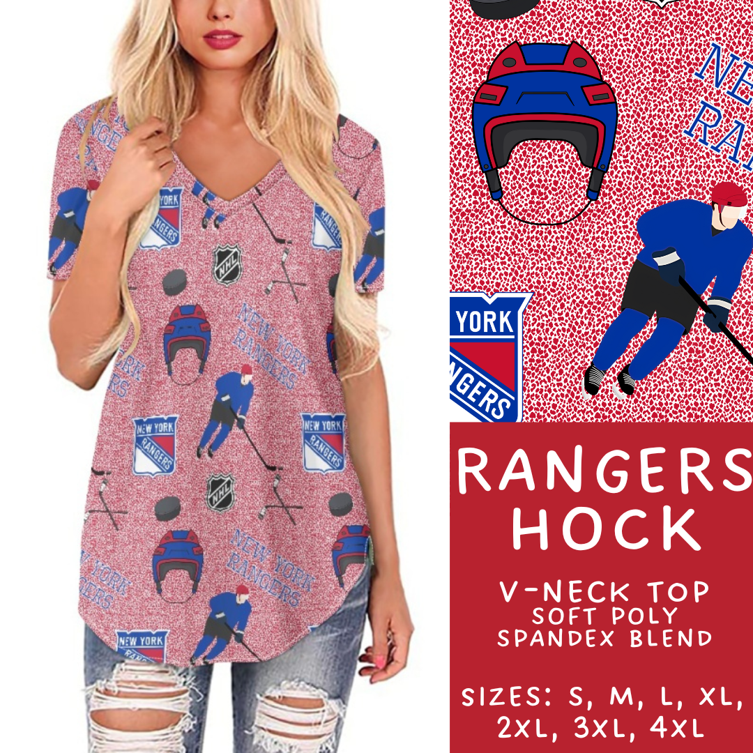 Batch #243 - Hockey - Closes 11/25 - ETA mid Jan - Rangers Hock V-Neck Tee