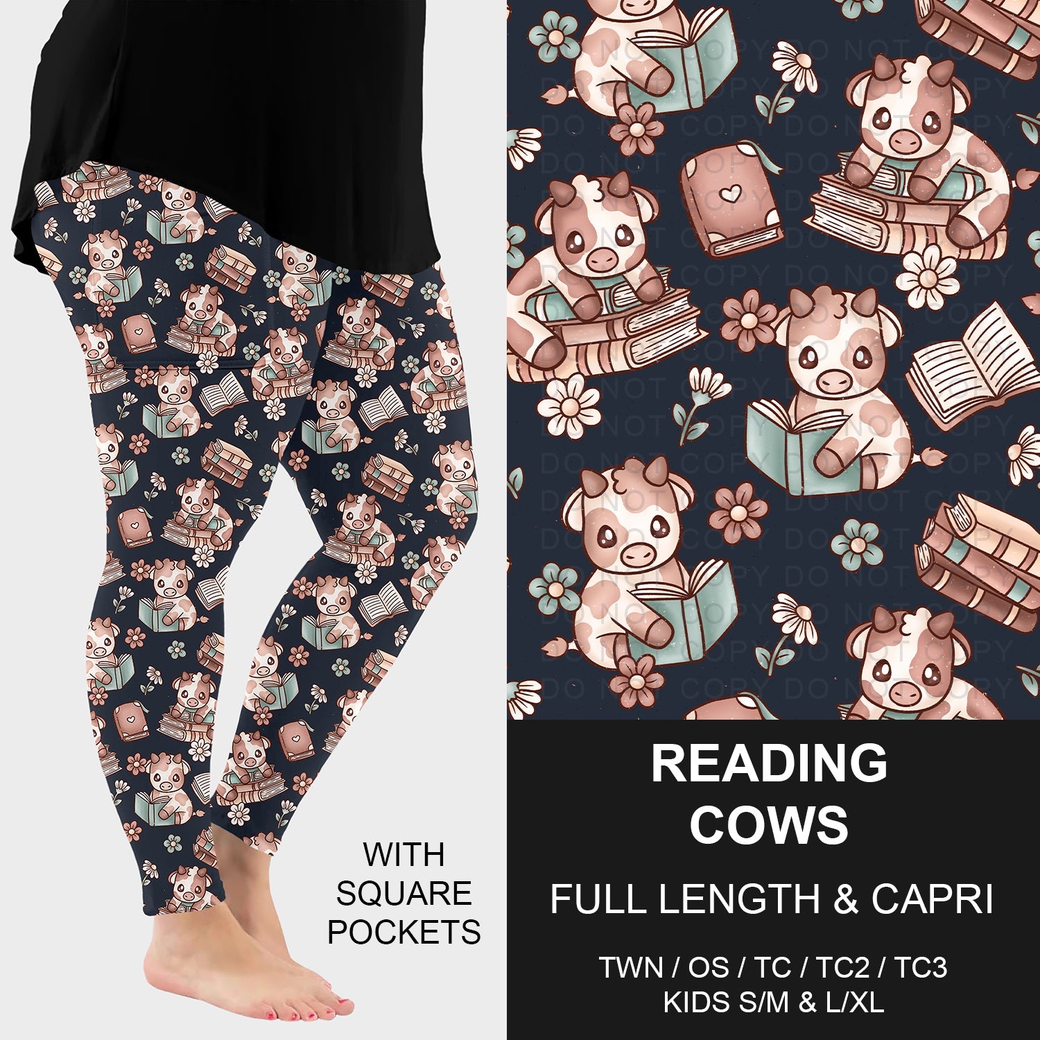 B267 - Preorder Reading Cows Leggings w/ Pockets (Closes 12/21. ETA: late Feb.)