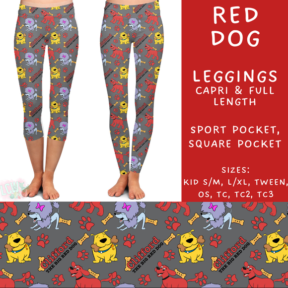 Ready To Ship - Red Dog - Full Length Leggings No Pocket TC