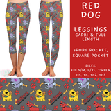 Ready To Ship - Red Dog - Full Length Leggings No Pocket TC