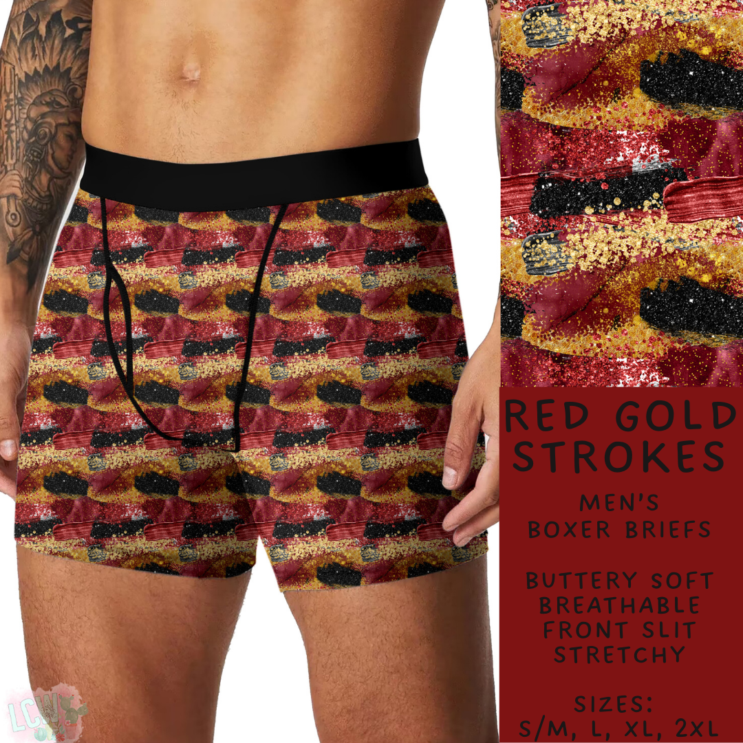 Batch #244 - Comfortable Underwear 2 - Closes 11/27 - ETA mid/late Jan - Red Gold Strokes Men's Boxer Briefs