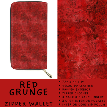 Batch #460 - Zip It Collection - Closes 12/5 - ETA late Jan - Red Grunge Zipper Wallet