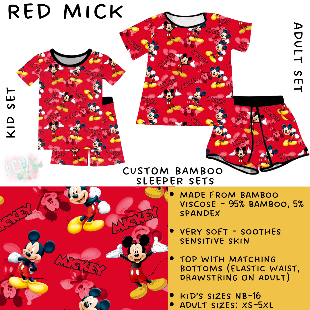 Batch #342 - Family Dreamers - Closes 5/21 - ETA mid July - Red Mick Adult & Kid's Bamboo Short Sleeper Set