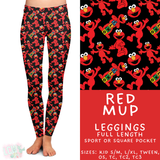 Ready to Ship - Red Mup Full Length Leggings - Square Pocket OS