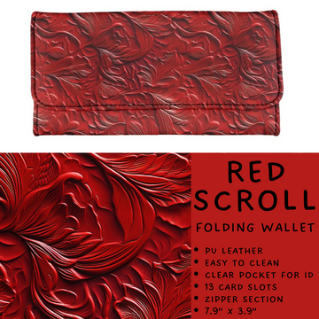 Batch #265 - Card Holders & Foldable Wallets - Closes 1/1 - ETA mid Feb - Red Scroll Foldable Wallet