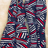 Firefighter Support Thin Red Line Flag Print Soft Leggings - Capri or Full Length