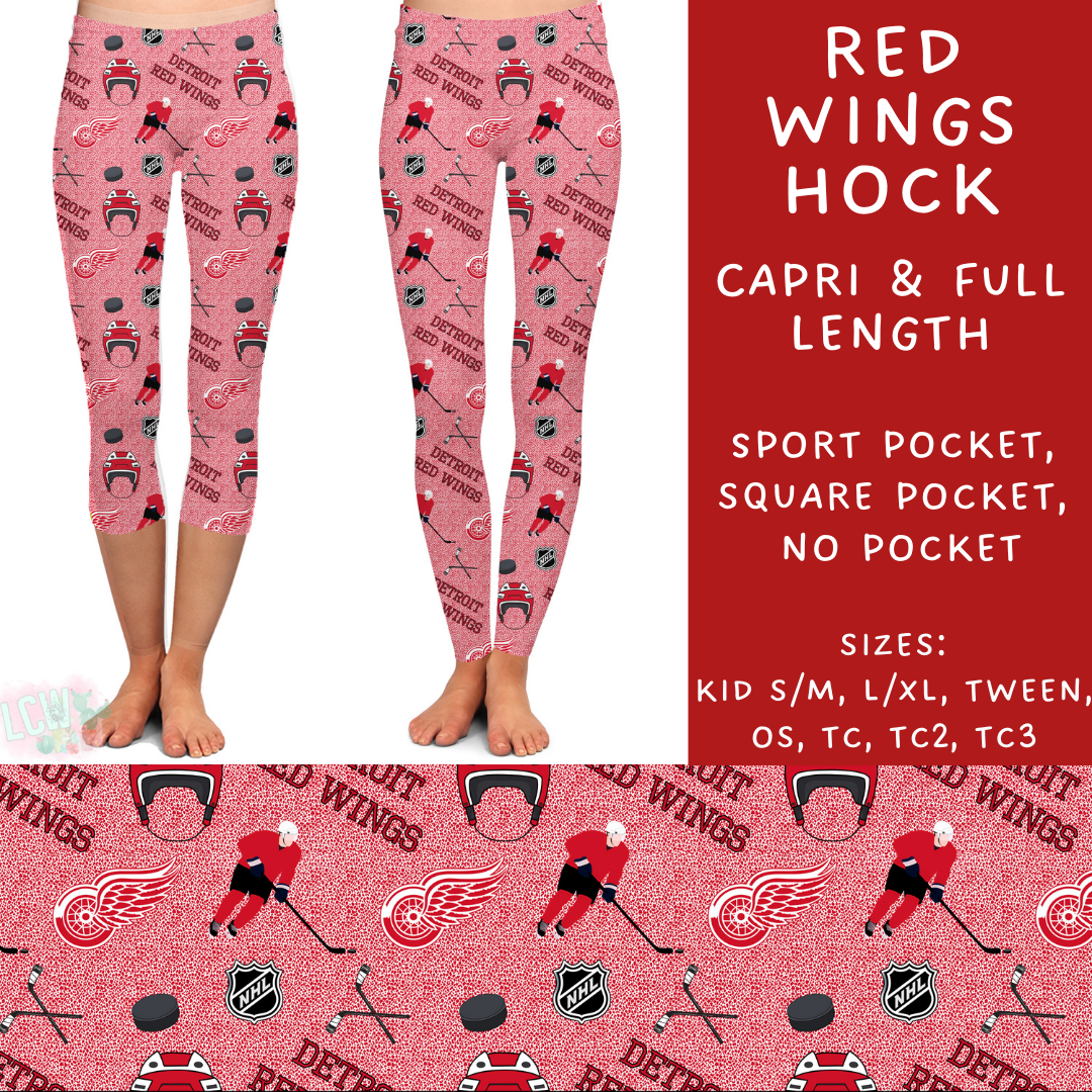 Batch #243 - Hockey - Closes 11/25 - ETA mid Jan - Red Wings Hock Full and Capri Length Leggings