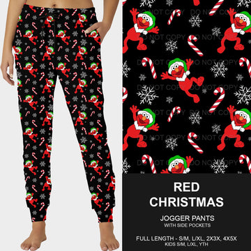 B184 - Preorder Red Christmas Joggers (Closes 10/06. ETA early Dec.)