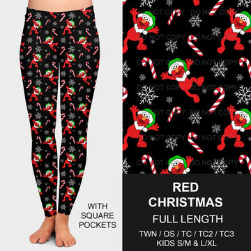 B184 - Preorder Red Christmas Leggings w/ Pockets (Closes 10/06. ETA early Dec.)