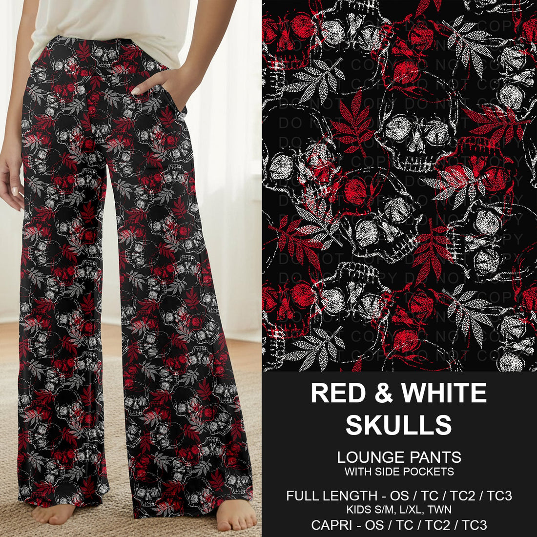 Red and White Skulls Lounge Pants