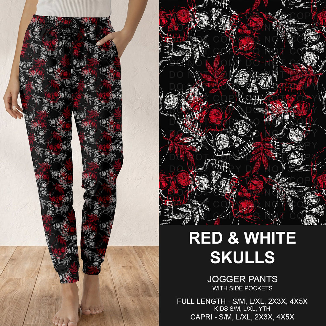 Red and White Skulls Joggers