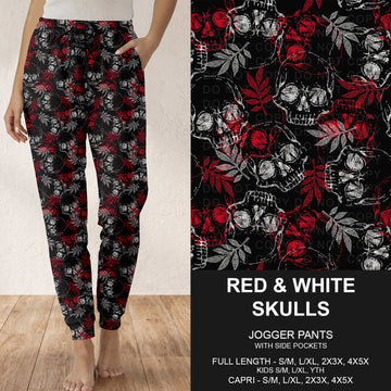 B318 - Preorder Red and White Skulls Joggers (Closes 10/25. ETA: late Dec.)