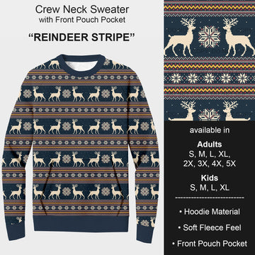 B185 - Preorder Reindeer Stripe Sweater w/ Front Pocket (Closes 10/01. ETA early Dec.)