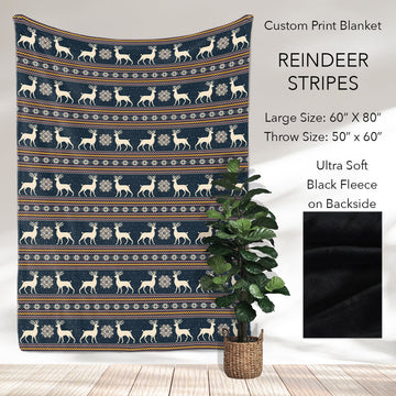 B186 - Pre-Order Reindeer Stripes Fleece Blanket (Closes 10/04. ETA: early Dec)