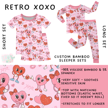 Batch #455 - Little Dreamers Lucky in Love - Closes 11/27 - ETA mid January - Retro XOXO Bamboo Short and Long Sleeper Set