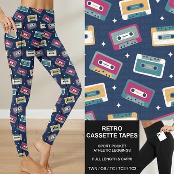 B283 - Preorder Retro Cassette Tapes Sport Pocket Leggings (Closes 4/05. ETA: mid June)