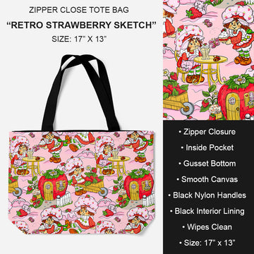 B195 - Preorder Retro Strawberry Sketch Tote Bag (Closes 11/19. ETA: late Jan.)