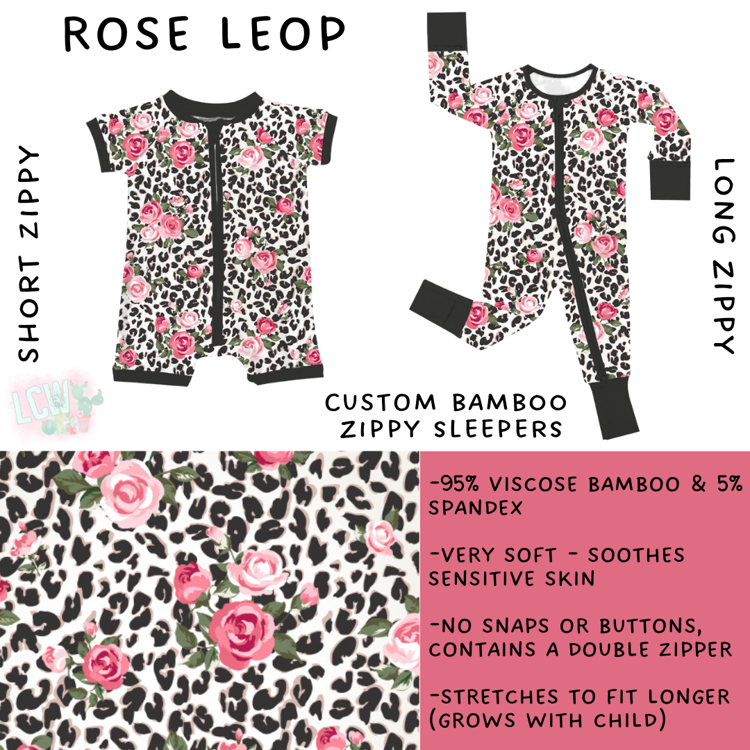 Ready to Ship - Rose Leop Short Zippy - 2T, 3T & 4T & Long Zippy - 4T