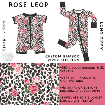Ready to Ship - Rose Leop Short Zippy - 2T, 3T & 4T & Long Zippy - 4T