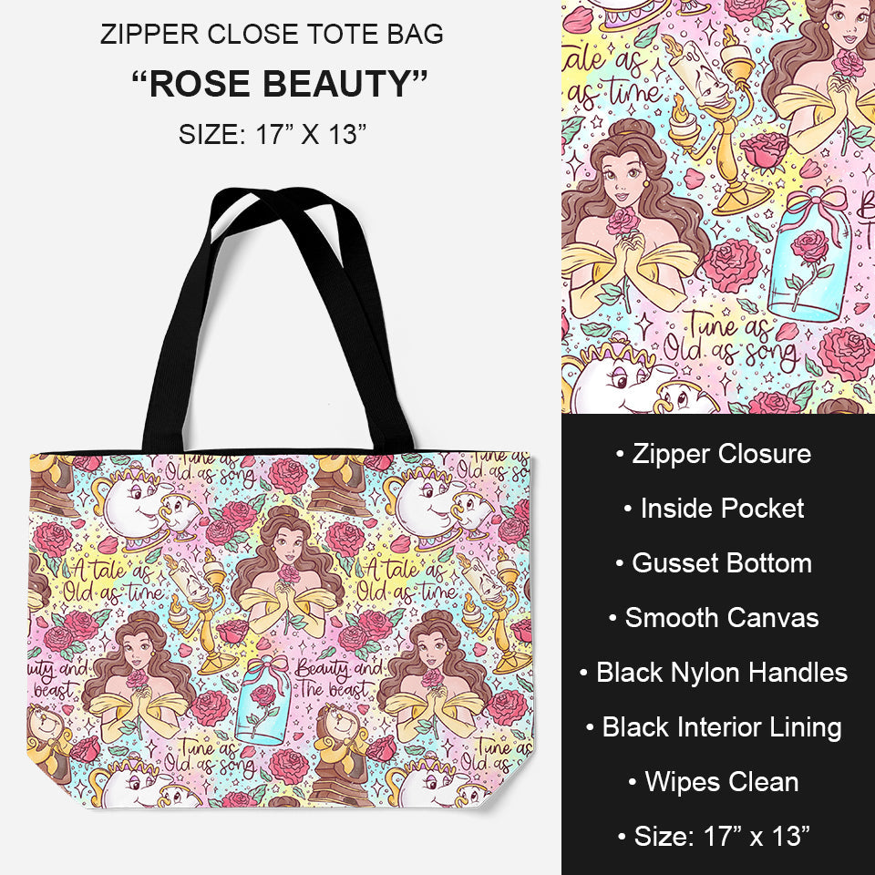 B195 - Preorder Rose Beauty Tote Bag (Closes 11/19. ETA: late Jan.)