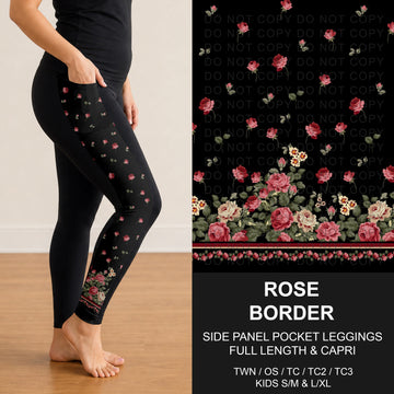 B316 - Preorder Rose Border Side Panel Pocket Leggings (Closes 10/11. ETA: mid Dec.)