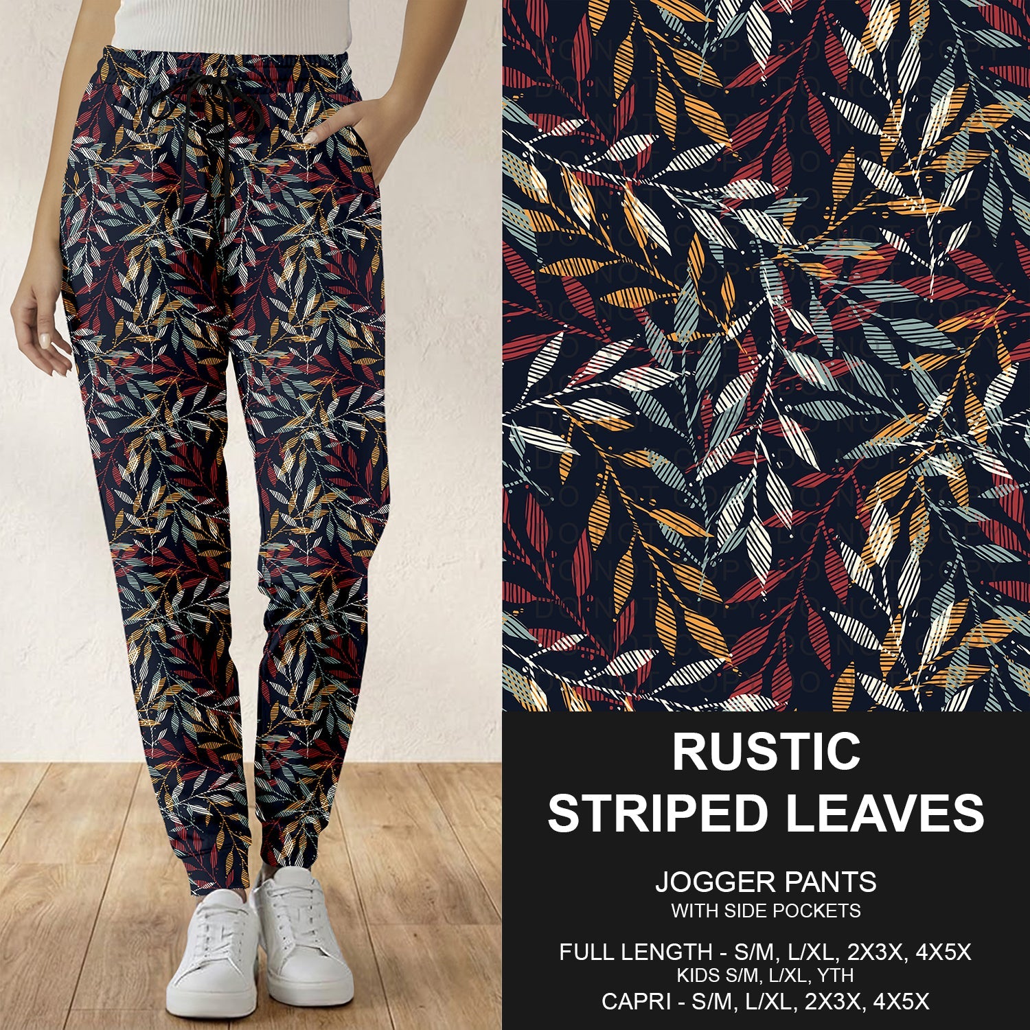 B308 - Preorder Rustic Striped Leaves Joggers (Closes 8/16. ETA: late Oct.)