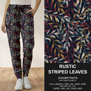 B308 - Preorder Rustic Striped Leaves Joggers (Closes 8/16. ETA: late Oct.)
