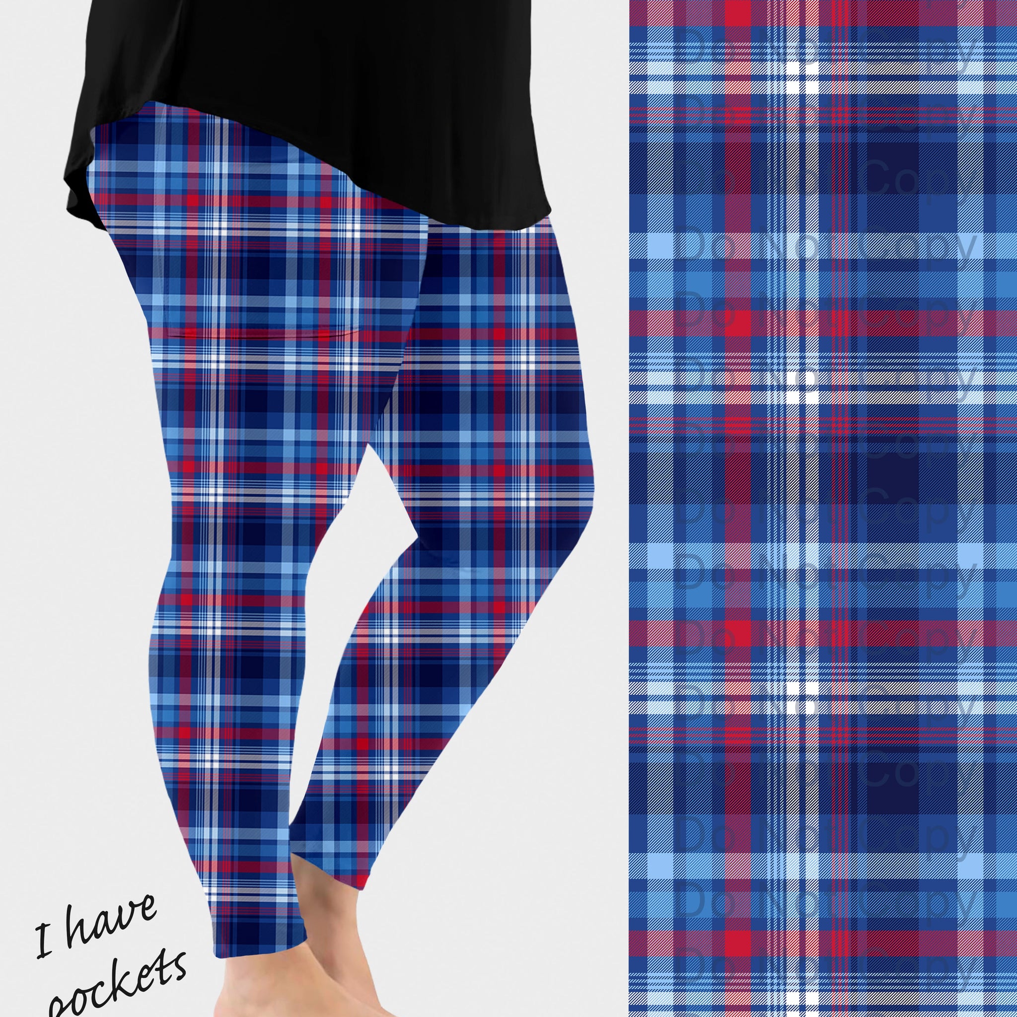 RTS - RWB Plaid Leggings w/ Pockets
