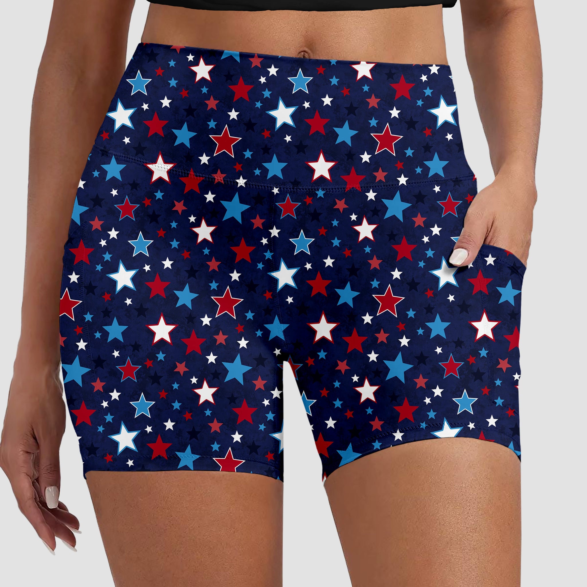 RTS - RWB Stars Biker Shorts w/ Pockets