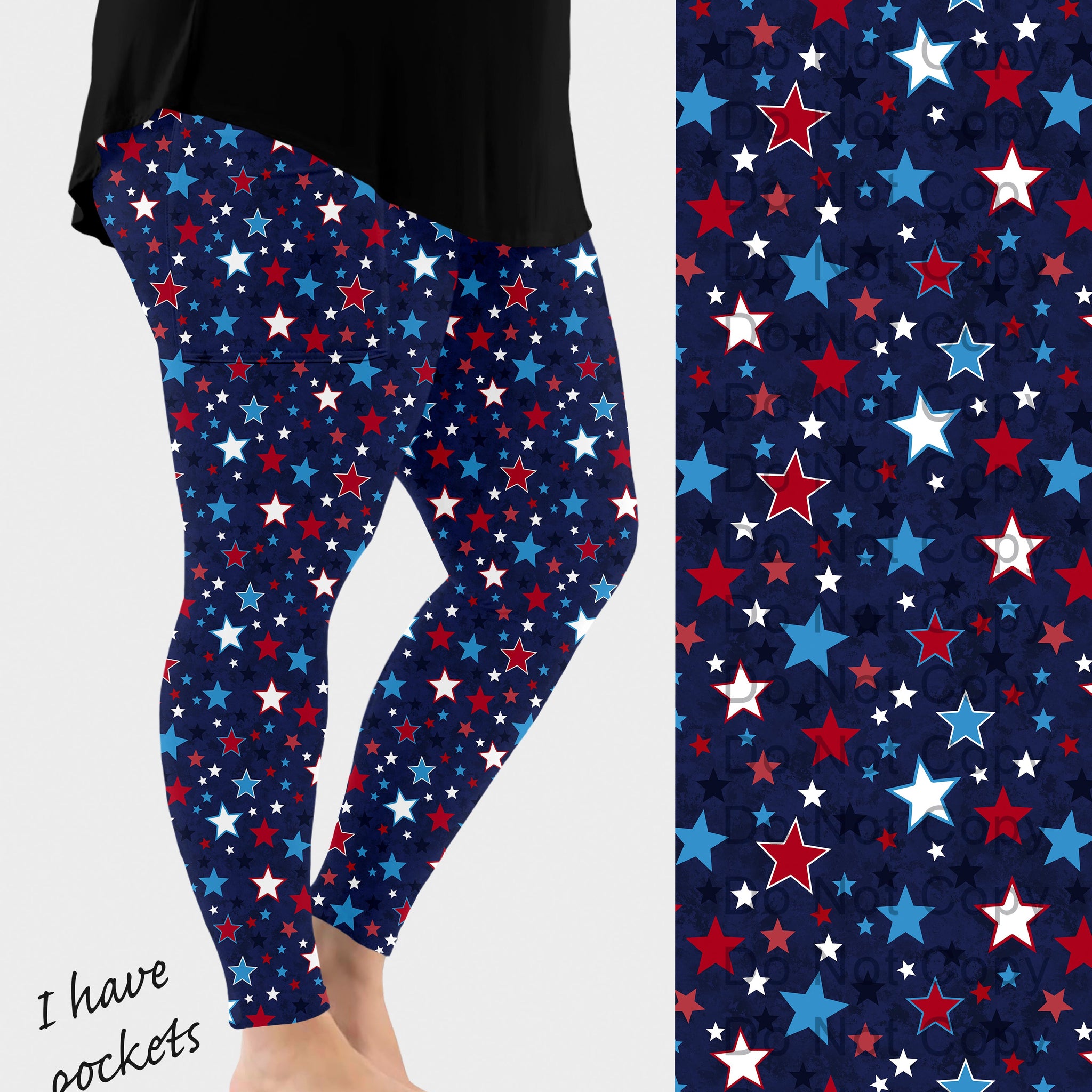 RTS - RWB Stars Leggings w/ Pockets