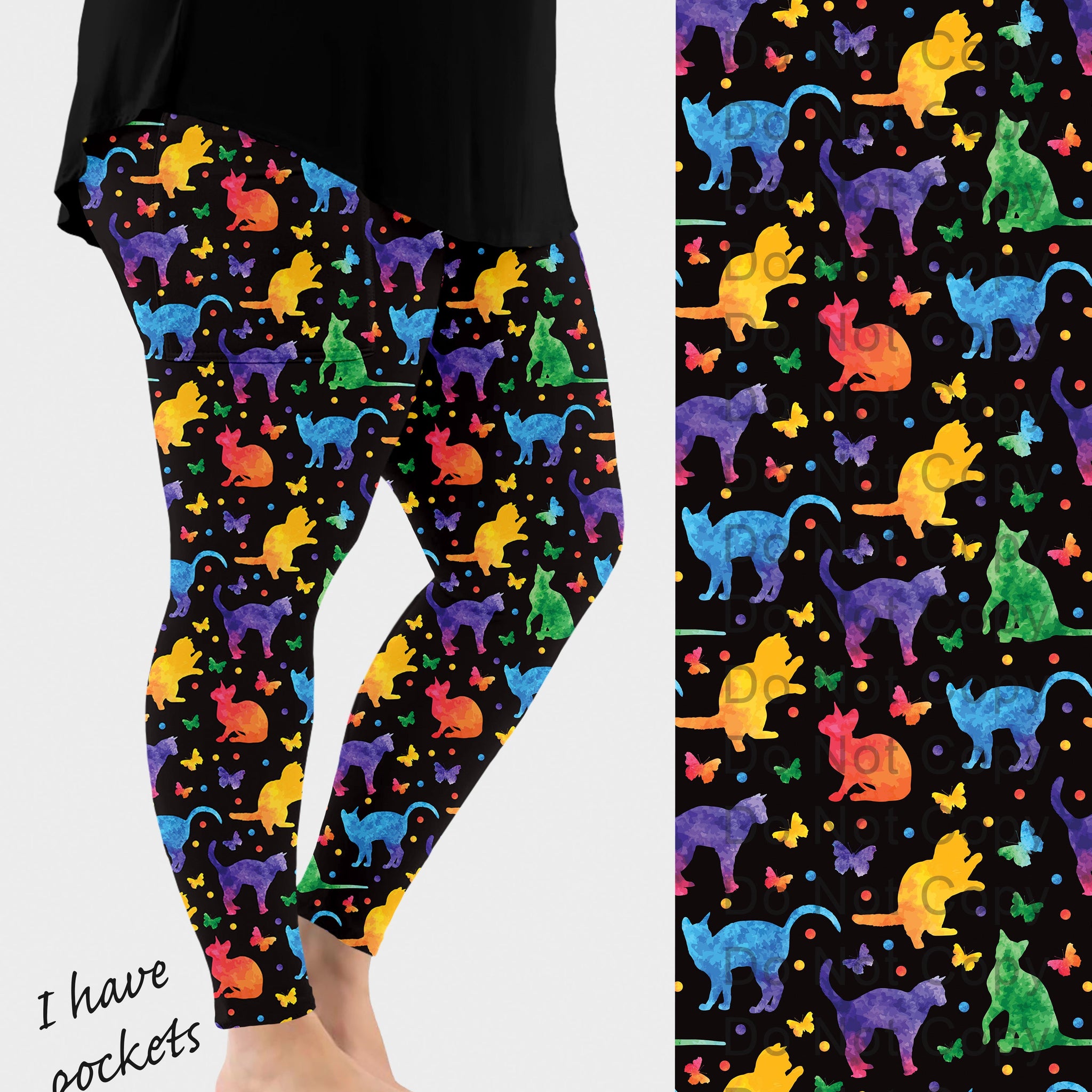 RTS - Rainbow Cats Leggings w/ Pockets