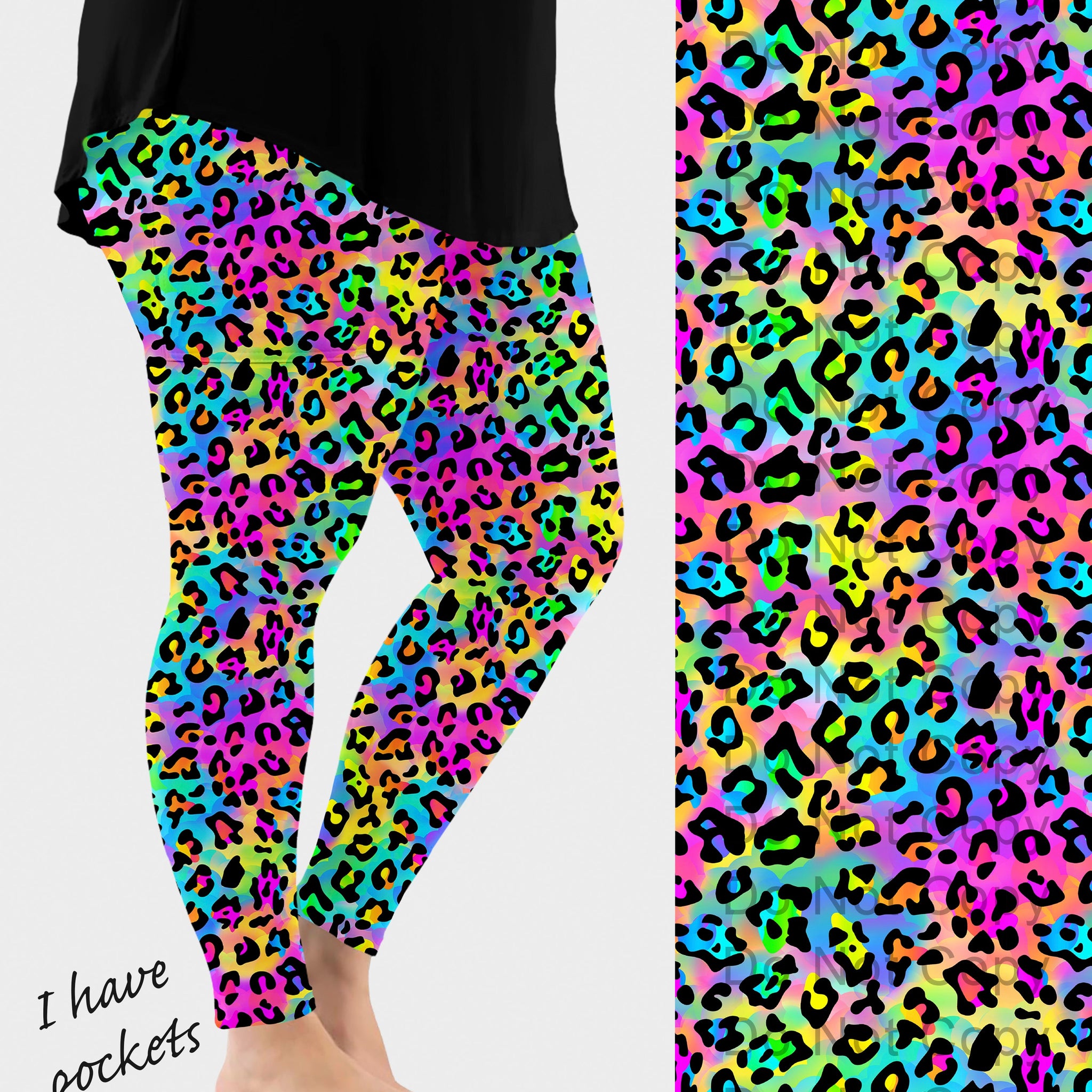 RTS - Rainbow Leopard Leggings w/ Pockets