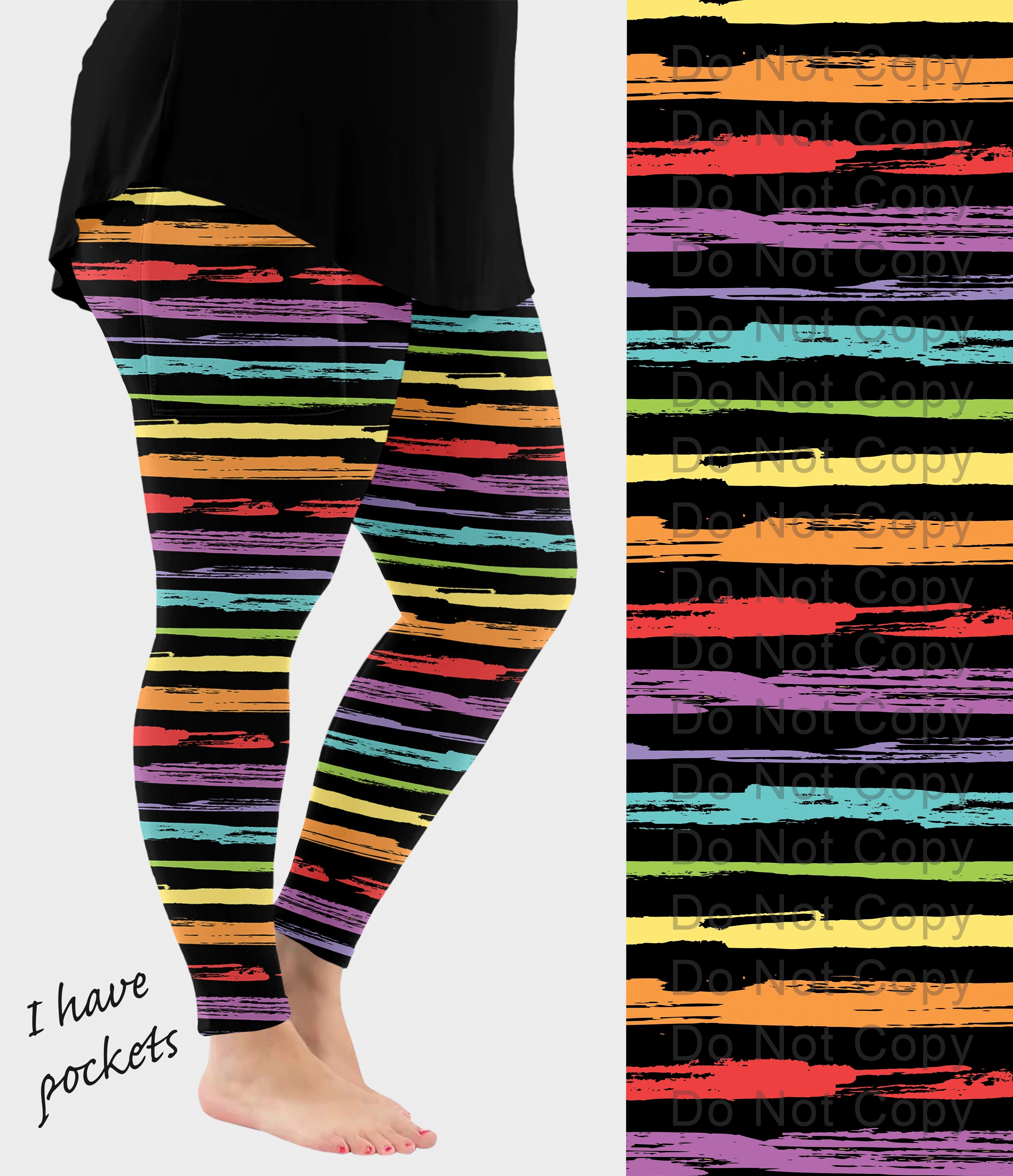 RTS - Rainbow Stripes Leggings with Pockets