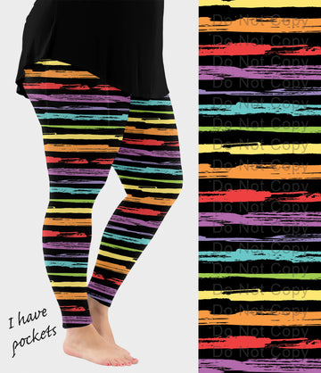 RTS - Rainbow Stripes Leggings with Pockets