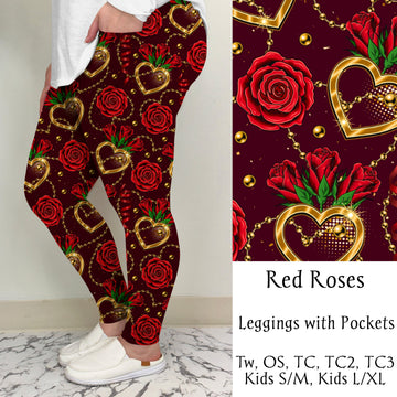 Red Roses  Leggings w/ Pockets