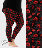 RTS - Red Poppy Leggings w/ Pockets