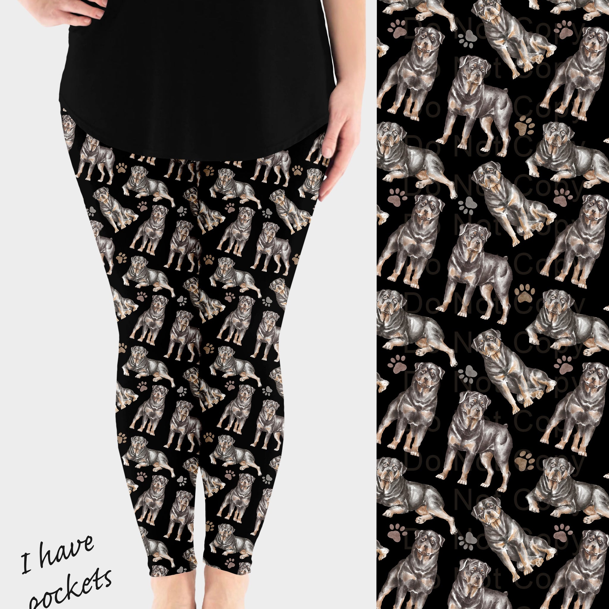 RTS - Rottweiler Dog Breed Leggings w/ Pockets