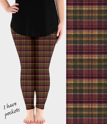 RTS - Rustic Autumn Plaid Leggings w/ Pockets