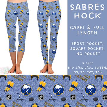 Batch #243 - Hockey - Closes 11/25 - ETA mid Jan - Sabres Hock Full and Capri Length Leggings