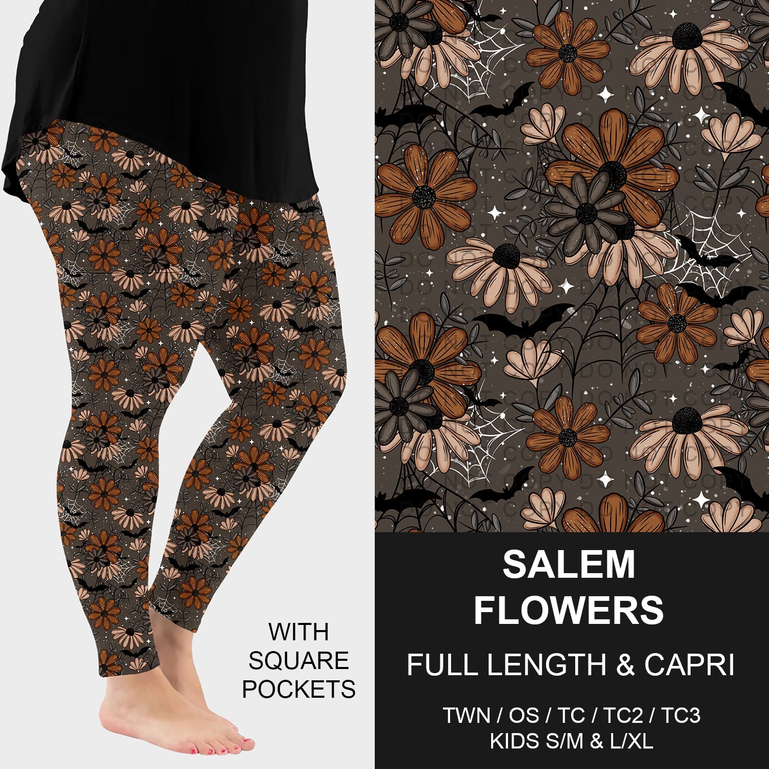 B299 - Preorder Salem Flowers Leggings w/ Pockets (Closes 7/12. ETA: mid Sept.)