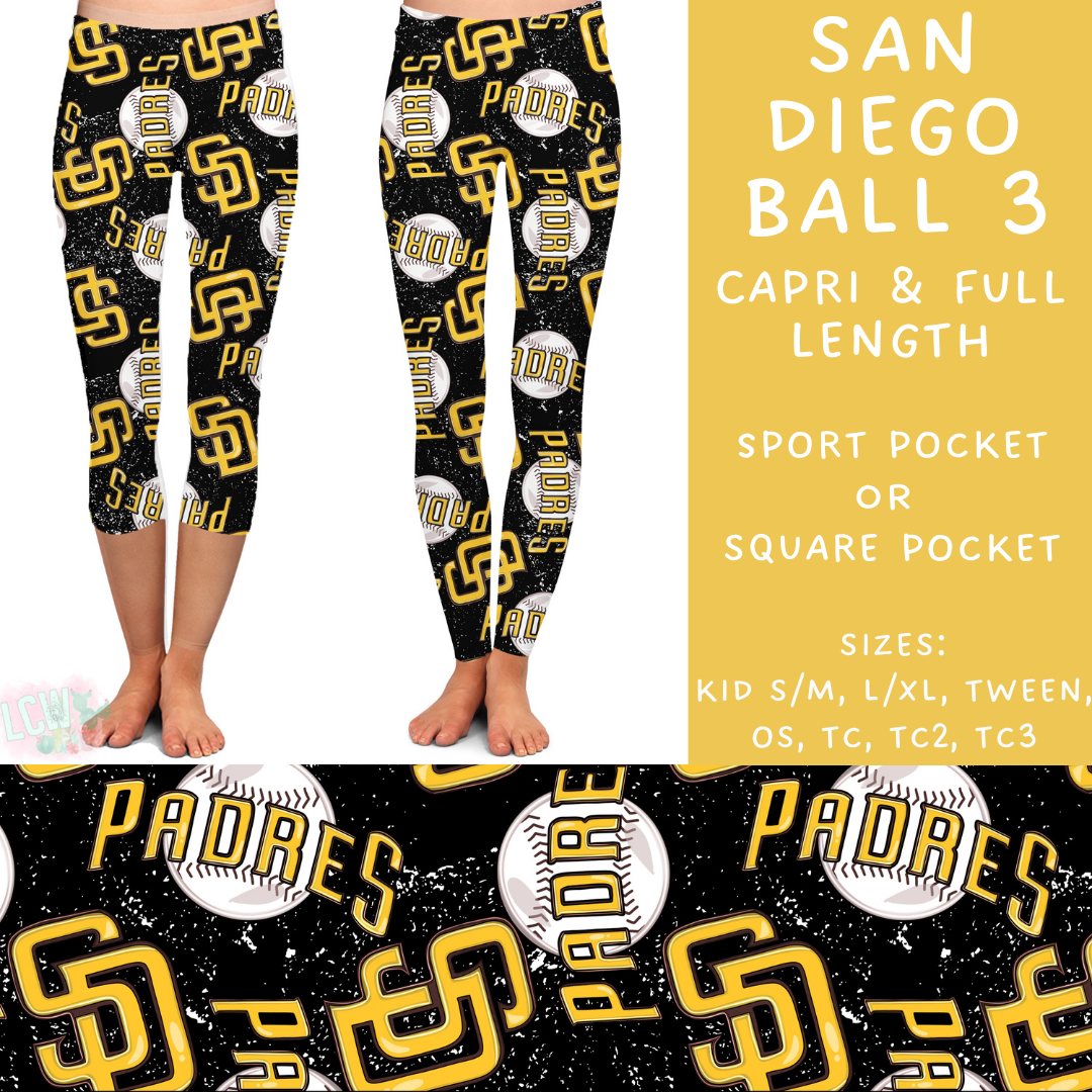 Batch #343 - Home Run Collection - Closes 5/22 - ETA mid July - San Diego Ball 3 Full and Capri Length Leggings
