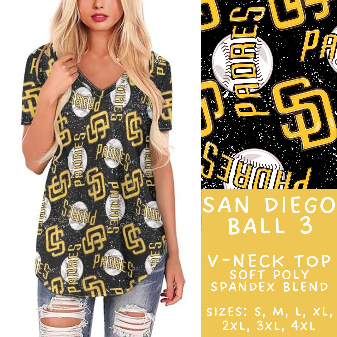 Batch #343 - Home Run Collection - Closes 5/22 - ETA mid July - San Diego Ball 3 V-Neck Tee